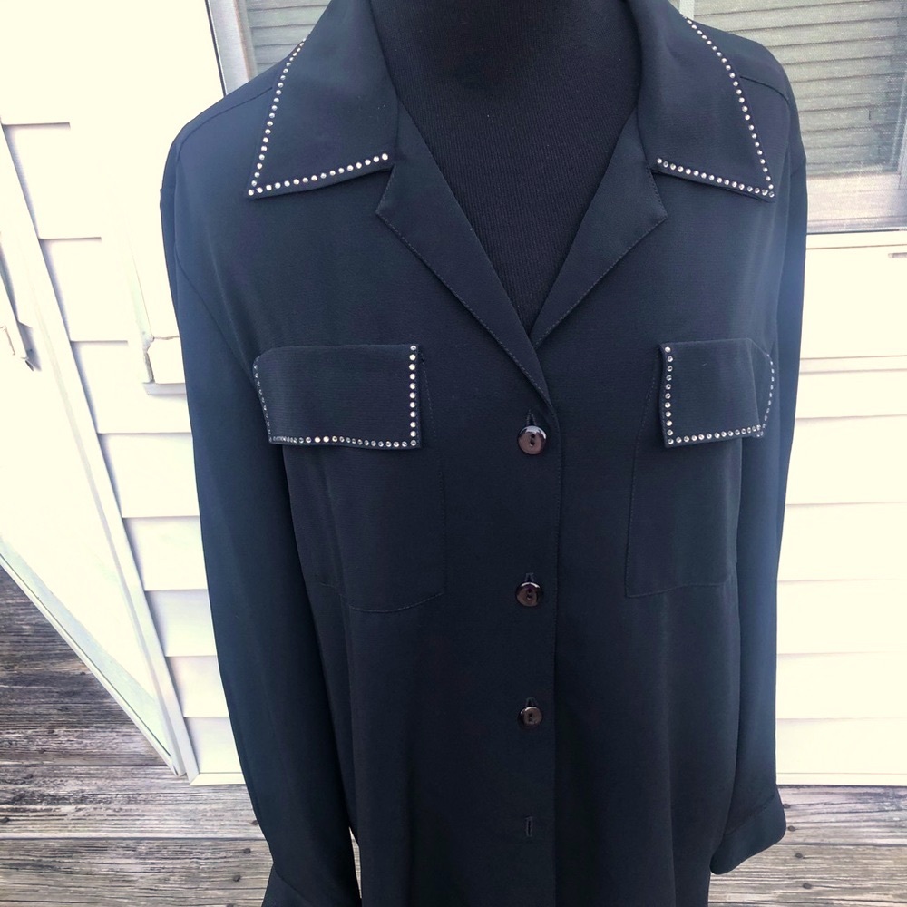 Philippe Marques Button Down Rhinestone/ Black Bl… - image 2